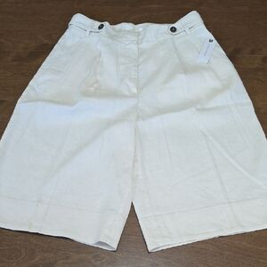 Anthropologie Maeve Ivory Women's Bermudas Shorts Linen‎ Blend Size 8